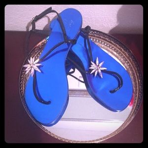 Giuseppe Zanotti Metallic Blue & Blk Sandals 9.5